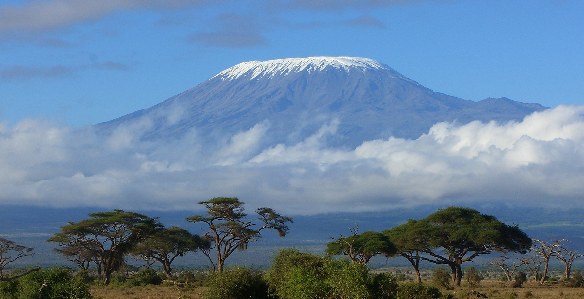 Mount Kilimanjaro snow-capped peak above the clouds